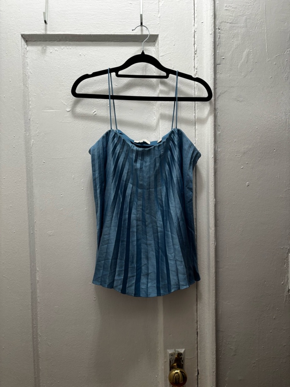 Vince Blue Pleated Spaghetti-Strap Camisole